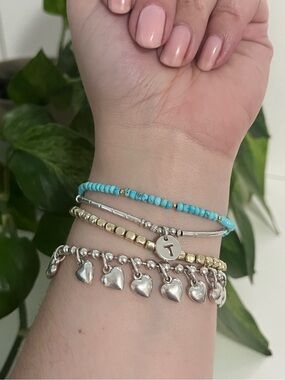 NWT Genuine Turquoise & 24K Gold Vermeil Minimalist Stacking Bracelet
